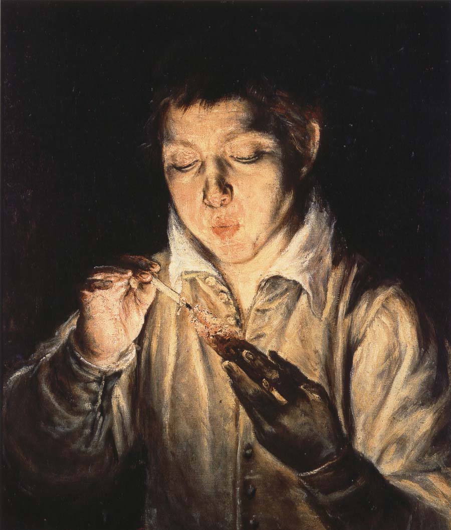 El Greco A Boy blowing on an Ember to light a candle